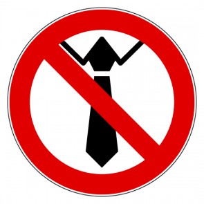 Verbotsschild Bedienung mit Krawatte verboten · selbstklebend