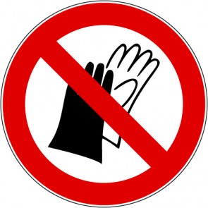 Verbotsschild Benutzen von Handschuhen verboten