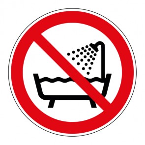 Verbotsschild Verbot, dieses Gerät in der Badewanne, Dusche oder über mit Wasser gefülltem Becken zu benutzen · ISO_7010_P026