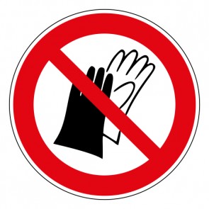 Verbotsschild Benutzen von Handschuhen verboten · ISO_7010_P028