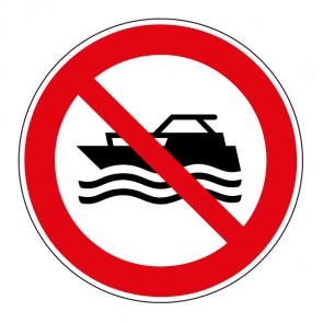 Verbotsschild Maschinenbetriebene Boote verboten · ISO_7010_P056 · selbstklebend