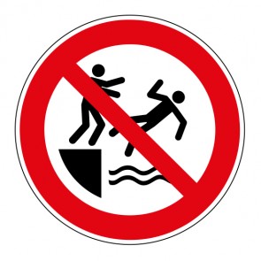 Verbotsschild In das Wasser schubsen verboten · ISO_7010_P062 · selbstklebend