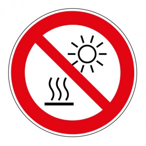 Aufkleber Verbotszeichen Nicht der direkten Sonneneinstrahlung oder einer heißen Oberfläche aussetzen · ISO_7010_P068