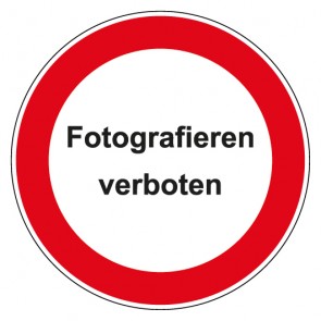Magnetschild Verbotszeichen rund mit Text Fotografieren verboten
