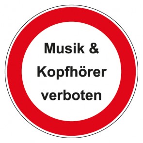 Magnetschild Verbotszeichen rund mit Text Kopfhörer Musik verboten