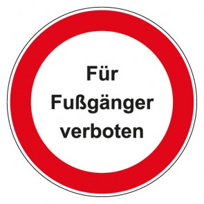 Aufkleber Verbotszeichen rund mit Text Für Fußgänger verboten verboten