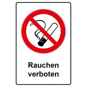 Aufkleber Verbotszeichen rechteckig mit Text Rauchen verboten | stark haftend