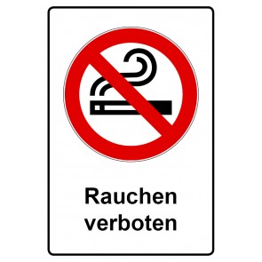 Aufkleber Verbotszeichen rechteckig mit Text Rauchen verboten