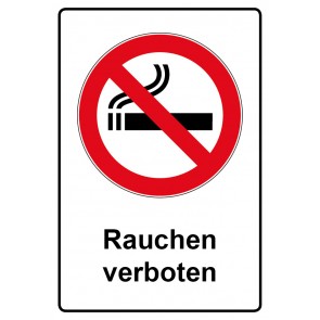Aufkleber Verbotszeichen rechteckig mit Text Rauchen verboten | stark haftend