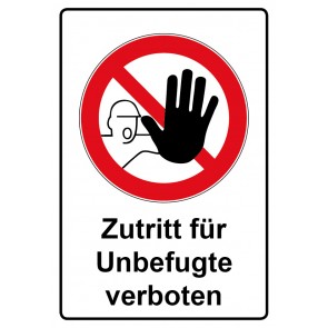 Schild Verbotszeichen Piktogramm & Text deutsch · Zutritt für Unbefugte verboten (Verbotsschild)