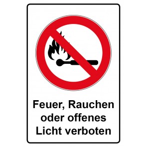 Aufkleber Verbotszeichen Piktogramm & Text deutsch · Feuer Rauchen und offenes Licht verboten | stark haftend (Verbotsaufkleber)