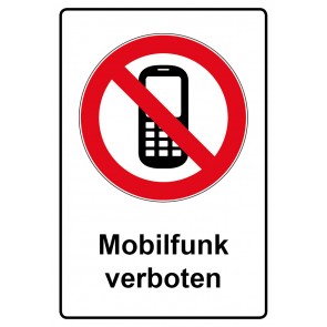 Schild Verbotszeichen Piktogramm & Text deutsch · Mobilfunk verboten | selbstklebend (Verbotsschild)