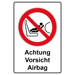 Schild Verbotszeichen Piktogramm & Text deutsch · Achtung Airbag Vorsicht | selbstklebend (Verbotsschild)