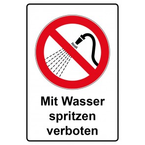 Aufkleber Verbotszeichen Piktogramm & Text deutsch · Mit Wasser spritzen verboten (Verbotsaufkleber)