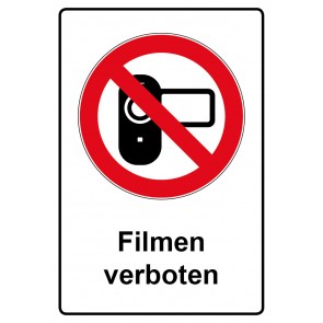 Aufkleber Verbotszeichen Piktogramm & Text deutsch · Filmen verboten (Verbotsaufkleber)