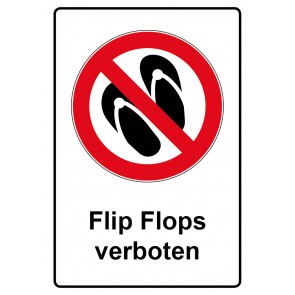 Schild Verbotszeichen Piktogramm & Text deutsch · Flip Flops verboten | selbstklebend (Verbotsschild)