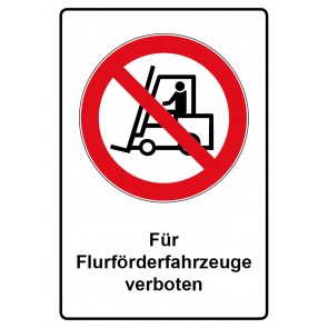 Aufkleber Verbotszeichen Piktogramm & Text deutsch · Für Flurförderfahrzeuge verboten | stark haftend