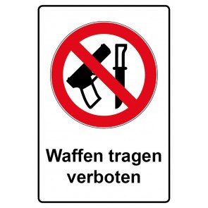 Schild Verbotszeichen Piktogramm & Text deutsch · Waffen tragen verboten | selbstklebend (Verbotsschild)