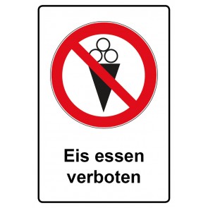 Aufkleber Verbotszeichen Piktogramm & Text deutsch · Eis essen verboten | stark haftend