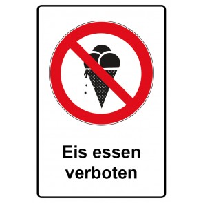 Schild Verbotszeichen Piktogramm & Text deutsch · Eis essen verboten (Verbotsschild)