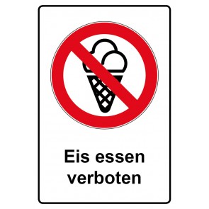 Aufkleber Verbotszeichen Piktogramm & Text deutsch · Eis essen verboten (Verbotsaufkleber)