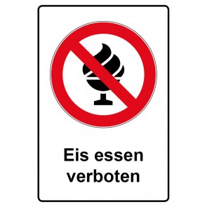 Aufkleber Verbotszeichen Piktogramm & Text deutsch · Eis essen verboten (Verbotsaufkleber)