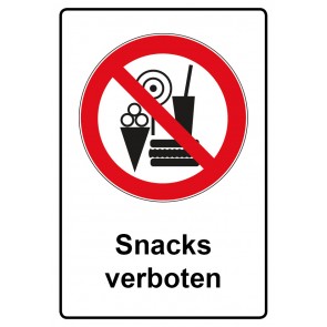 Schild Verbotszeichen Piktogramm & Text deutsch · Snacks verboten (Verbotsschild)