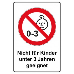Aufkleber Verbotszeichen Piktogramm & Text deutsch · Nicht für Kinder unter 3 Jahren geeignet (Verbotsaufkleber)