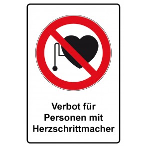 Schild Verbotszeichen Piktogramm & Text deutsch · Verbot für Personen mit Herzschrittmacher (Verbotsschild)