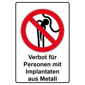 Aufkleber Verbotszeichen Piktogramm & Text deutsch · Verbot für Personen mit Implantaten aus Metall (Verbotsaufkleber)