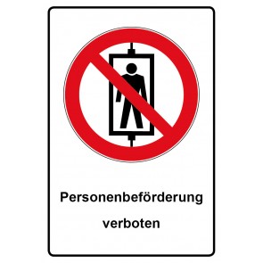 Schild Verbotszeichen Piktogramm & Text deutsch · Personenbeförderung verboten (Verbotsschild)