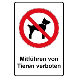 Schild Verbotszeichen Piktogramm & Text deutsch · Mitführen von Tieren verboten (Verbotsschild)