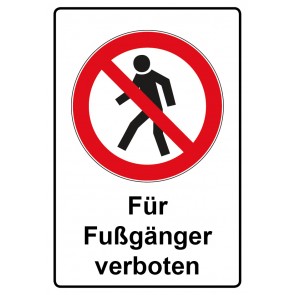 Schild Verbotszeichen Piktogramm & Text deutsch · Für Fußgänger verboten (Verbotsschild)