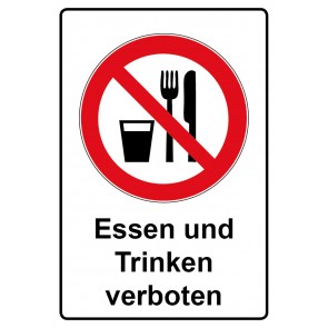 Schild Verbotszeichen Piktogramm & Text deutsch · Essen und Trinken verboten (Verbotsschild)