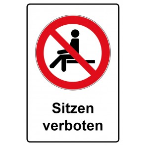 Schild Verbotszeichen Piktogramm & Text deutsch · Sitzen verboten (Verbotsschild)