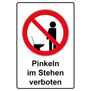 Schild Verbotszeichen Piktogramm & Text deutsch · Pinkeln im Stehen verboten | selbstklebend (Verbotsschild)