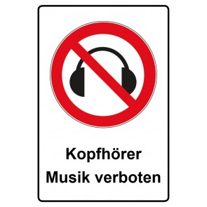 Schild Verbotszeichen Piktogramm & Text deutsch · Kopfhörer Musik verboten (Verbotsschild)
