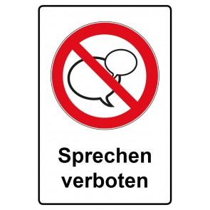 Schild Verbotszeichen Piktogramm & Text deutsch · Sprechen verboten | selbstklebend (Verbotsschild)