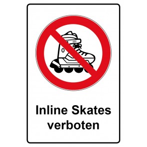 Schild Verbotszeichen Piktogramm & Text deutsch · Inline Skates verboten (Verbotsschild)