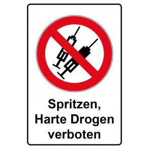 Aufkleber Verbotszeichen Piktogramm & Text deutsch · Spritzen Harte Drogen verboten | stark haftend (Verbotsaufkleber)