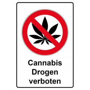 Schild Verbotszeichen Piktogramm & Text deutsch · Cannabis Drogen verboten (Verbotsschild)