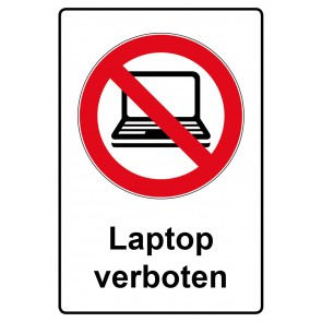 Schild Verbotszeichen Piktogramm & Text deutsch · Laptop verboten (Verbotsschild)