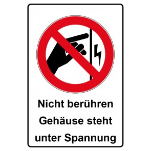 Schild Verbotszeichen Piktogramm & Text deutsch · Nicht berühren Gehäuse steht unter Spannung | selbstklebend (Verbotsschild)