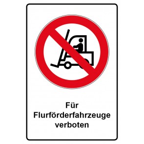 Schild Verbotszeichen Piktogramm & Text deutsch · Für Flurförderfahrzeuge verboten (Verbotsschild)