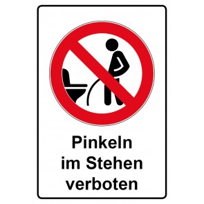 Schild Verbotszeichen Piktogramm & Text deutsch · Pinkeln im Stehen verboten | selbstklebend (Verbotsschild)