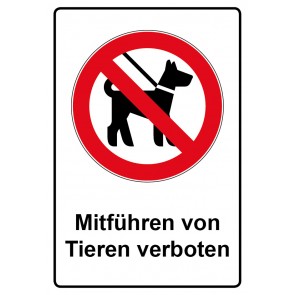 Aufkleber Verbotszeichen Piktogramm & Text deutsch · Mitführen von Tieren verboten (Verbotsaufkleber)