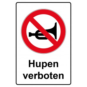 Schild Verbotszeichen Piktogramm & Text deutsch · Hupen verboten | selbstklebend (Verbotsschild)