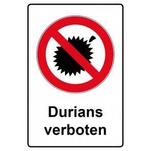 Schild Verbotszeichen Piktogramm & Text deutsch · Durians verboten | selbstklebend (Verbotsschild)