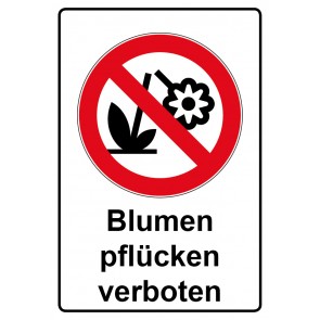 Schild Verbotszeichen Piktogramm & Text deutsch · Blumen pflücken verboten (Verbotsschild)