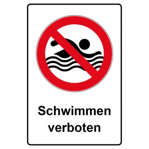 Schild Verbotszeichen Piktogramm & Text deutsch · Schwimmen verboten | selbstklebend (Verbotsschild)